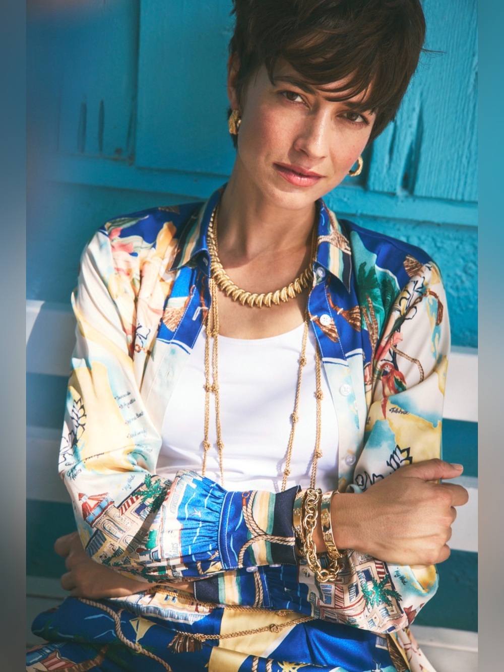Chico's Faux Silk Coastal Collared Shirt 6